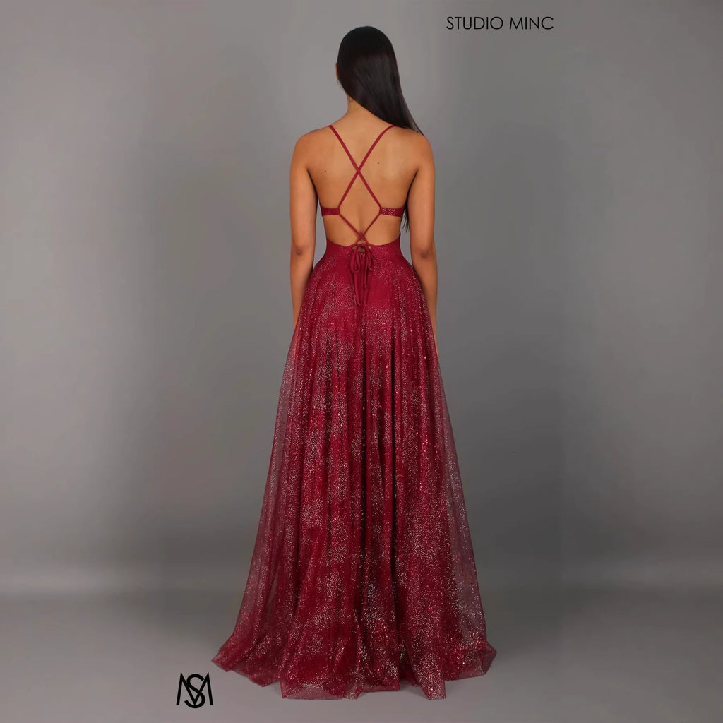 Elegant Womens V-neck Sleeveless Strapless Dress With A Flared Hem High Waist Split Women Long Dresses Party Dress