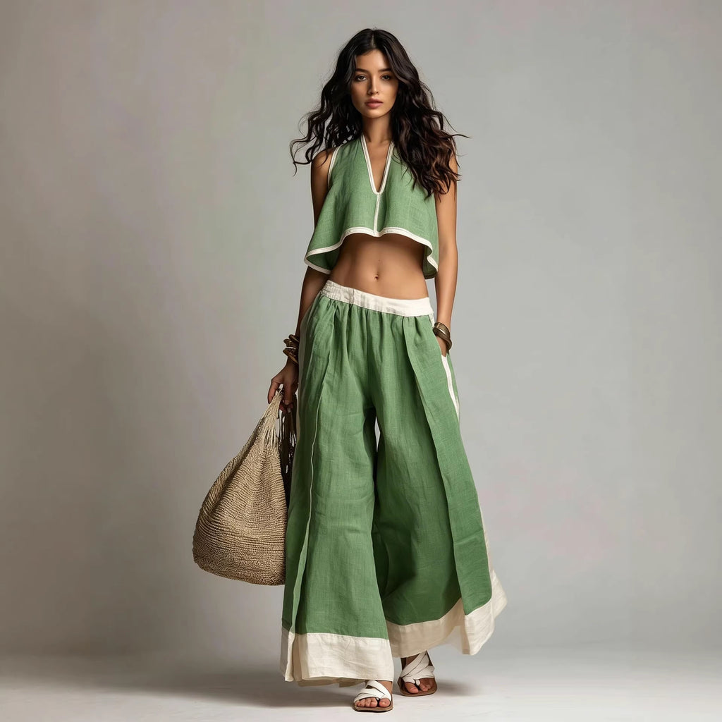 Casual Chic Solid Color Sleeveless V-Neck Set