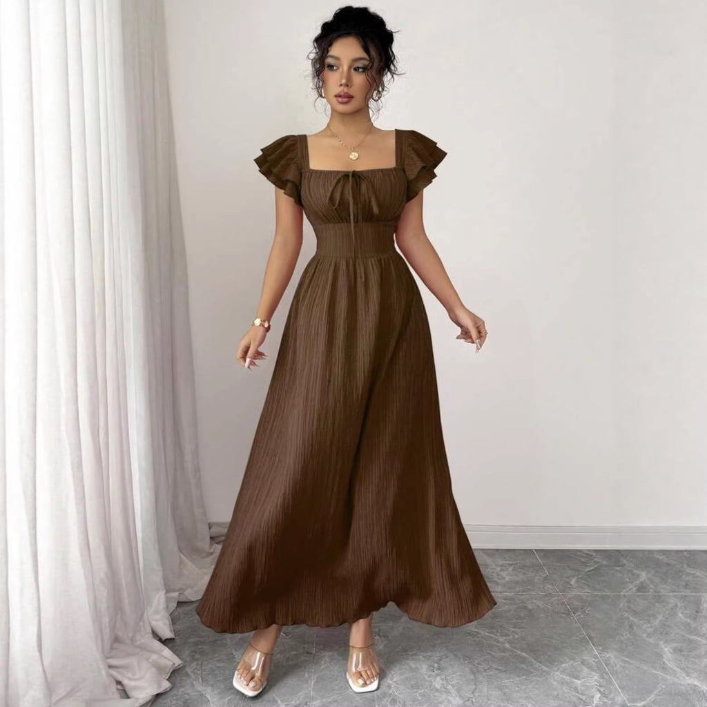 Skinny Waist Skirt Solid Color French Dress