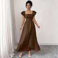 Skinny Waist Skirt Solid Color French Dress