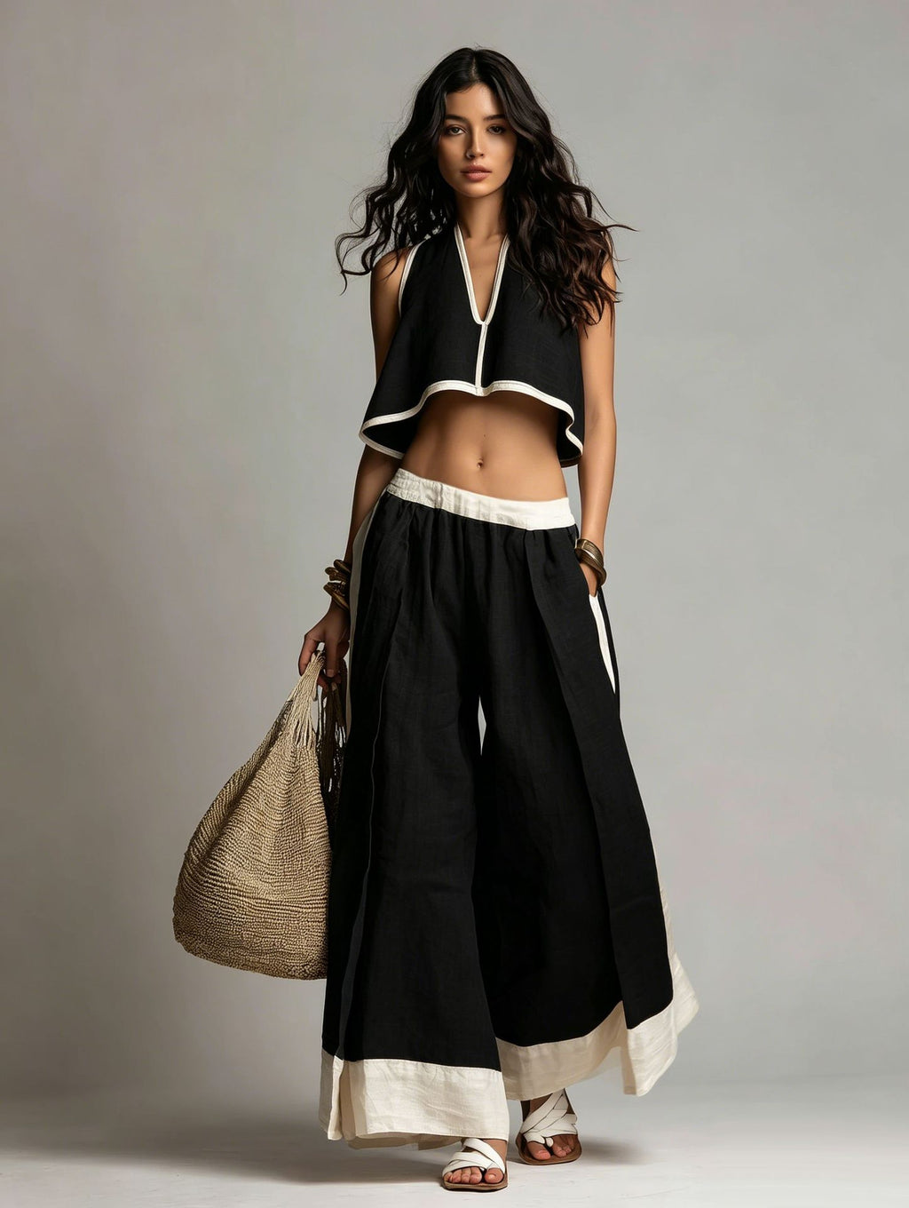 Casual Chic Solid Color Sleeveless V-Neck Set