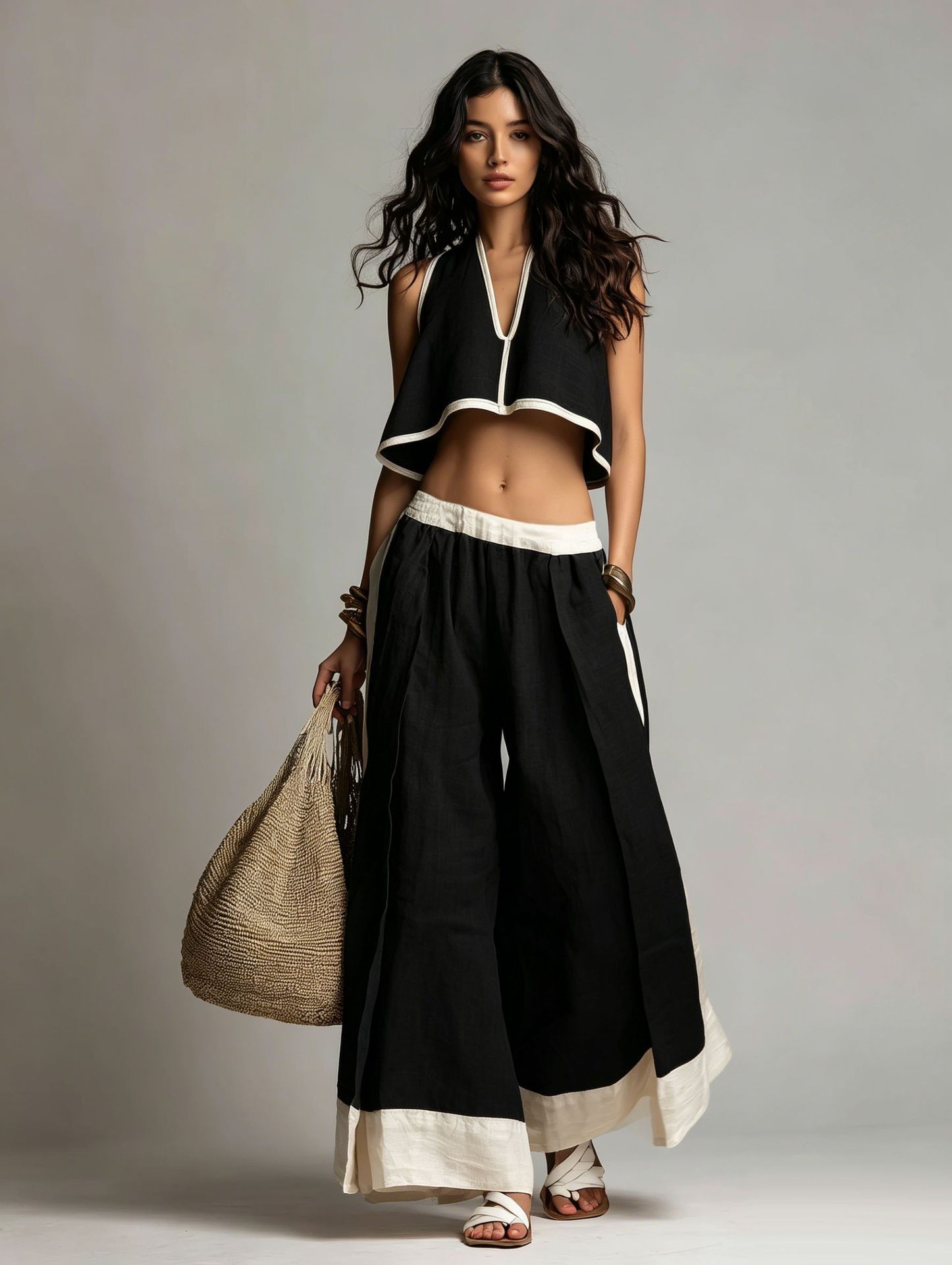 Casual Chic Solid Color Sleeveless V-Neck Set