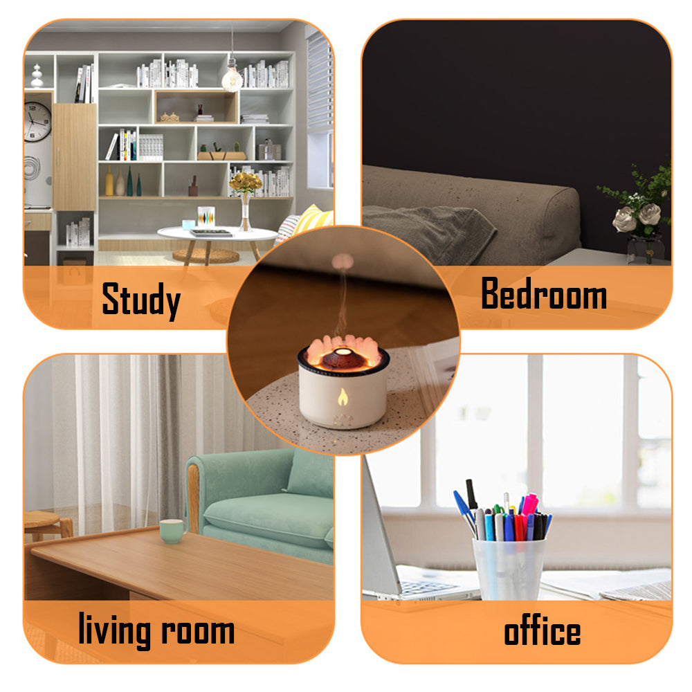 Ultrasonic Essential Oil Humidifier Volcano Aromatherapy Machine Jellyfish Air Flame Diffuser