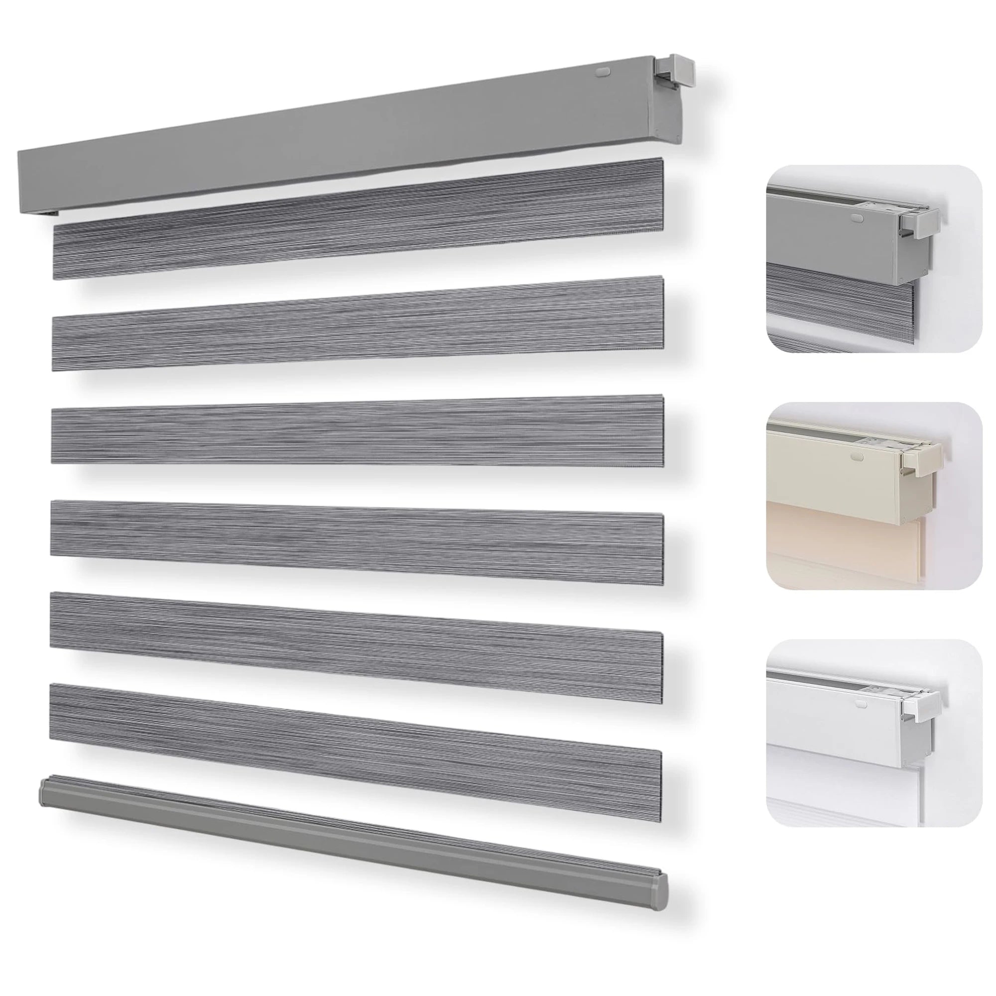 No Drill Zebra Blinds for Windows, Cordless Dual-Layer Privacy Zebra Shades for Indoor Windows, Easy to Install