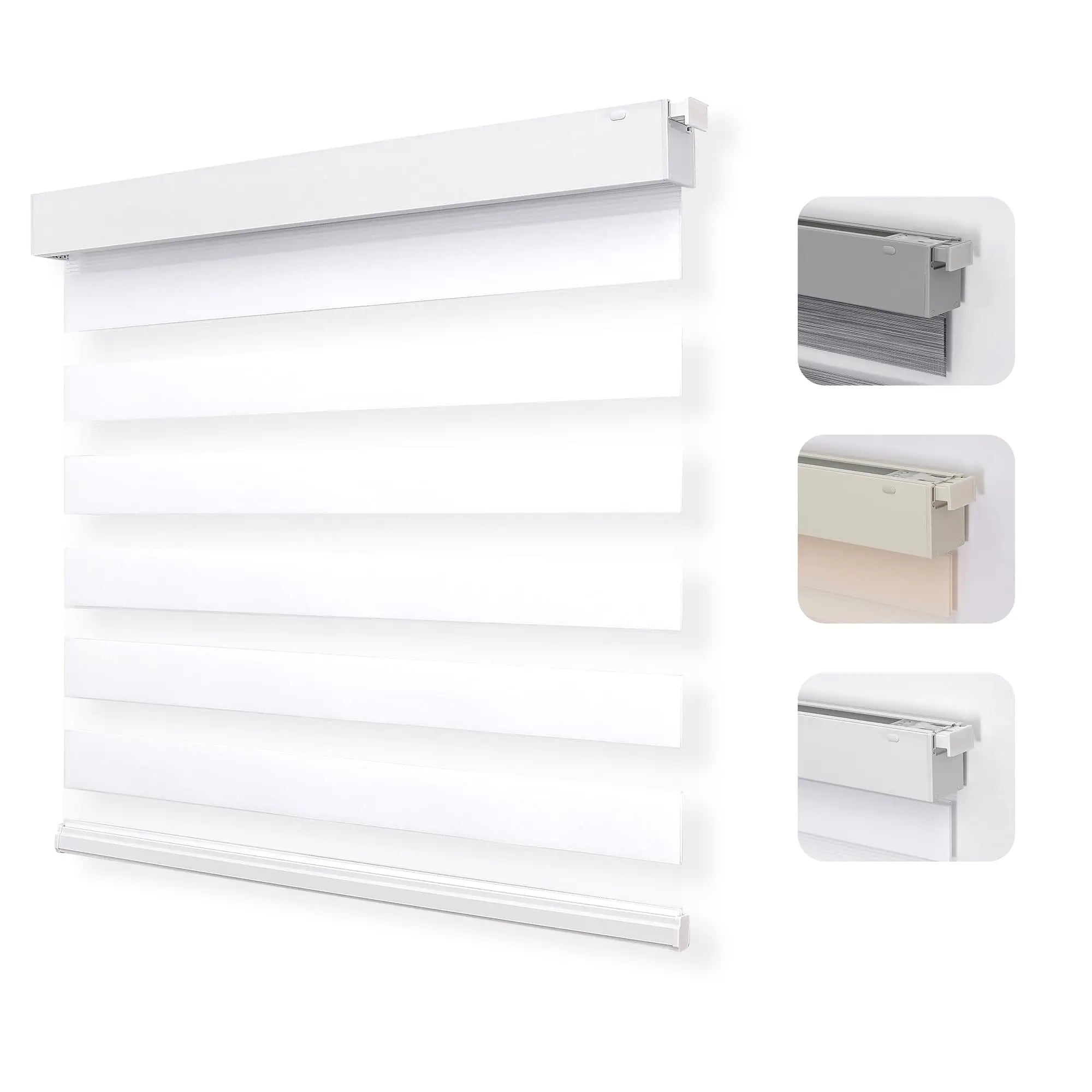 No Drill Zebra Blinds for Windows, Cordless Dual-Layer Privacy Zebra Shades for Indoor Windows, Easy to Install