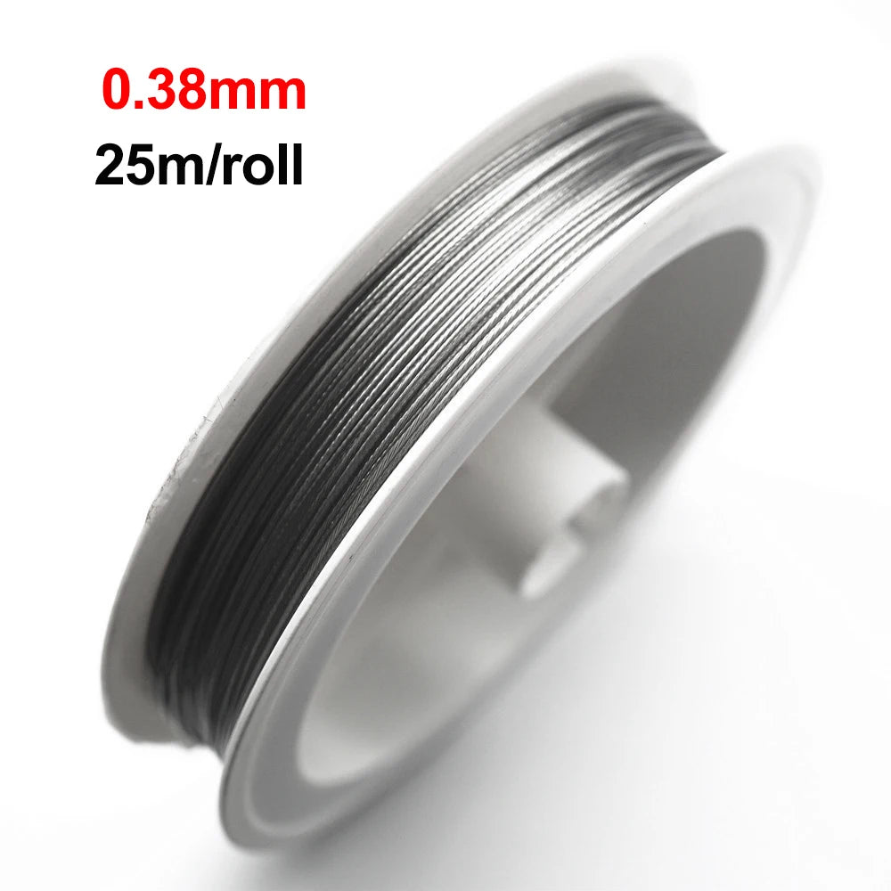 25M/Roll Silver Tone Beading Wire 0.3/0.35/0.45/0.5/0.6mm Coated Stainless Steel Wire Tiger Tail For Jewelry Making Finding