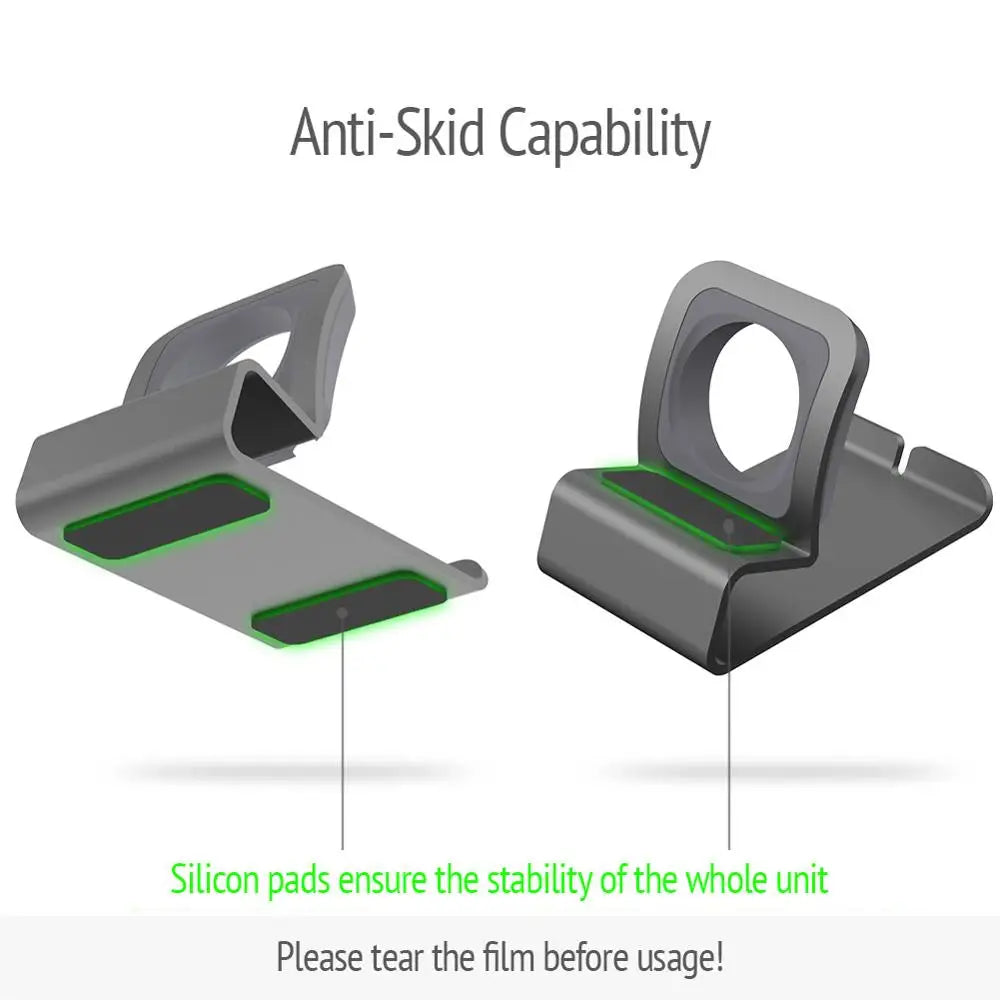 Aluminum Charger Stand for Apple Watch,Dock Station Charging Holder for iWatch Ultra 1 2/10/9/SE/8/7/6/5/4/3/2/1 Silicon Bracket