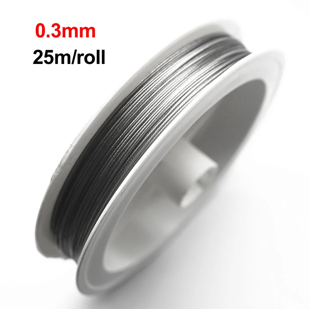 25M/Roll Silver Tone Beading Wire 0.3/0.35/0.45/0.5/0.6mm Coated Stainless Steel Wire Tiger Tail For Jewelry Making Finding