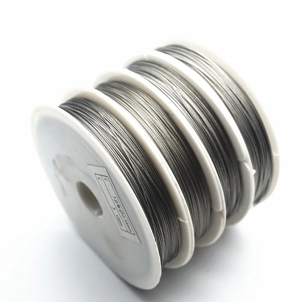 25M/Roll Silver Tone Beading Wire 0.3/0.35/0.45/0.5/0.6mm Coated Stainless Steel Wire Tiger Tail For Jewelry Making Finding