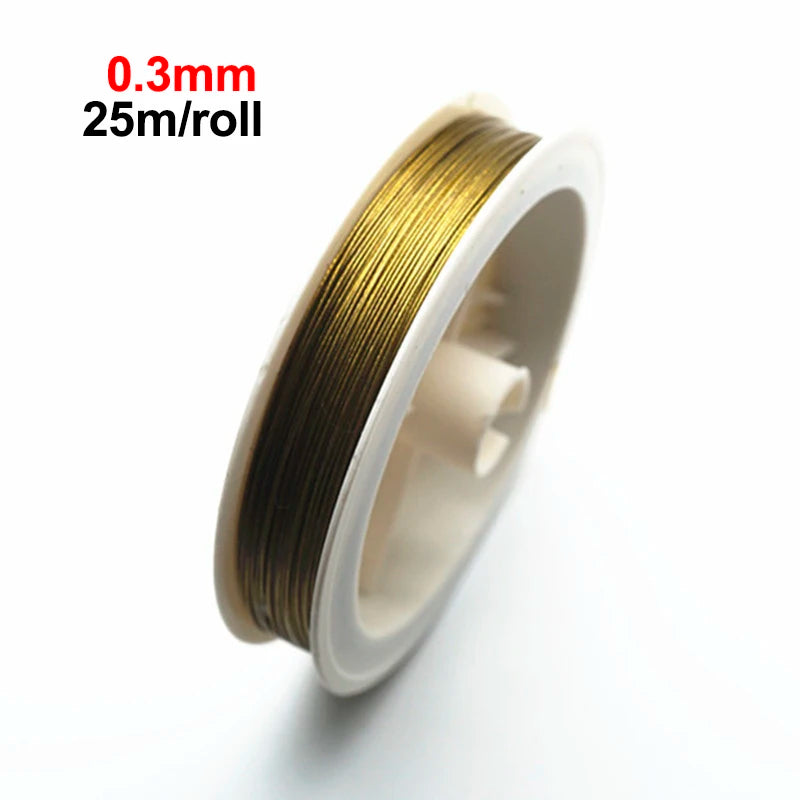 25M/Roll Silver Tone Beading Wire 0.3/0.35/0.45/0.5/0.6mm Coated Stainless Steel Wire Tiger Tail For Jewelry Making Finding