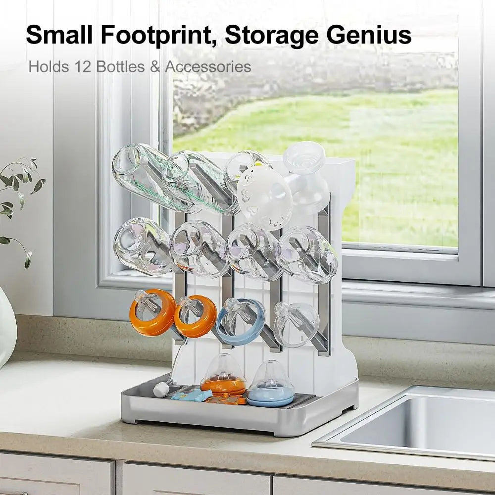 Vertical Baby Bottle Drying Rack Space Saving Multi Tiered Drying and Draining Stand Large Storage Holder Organizer Countertop