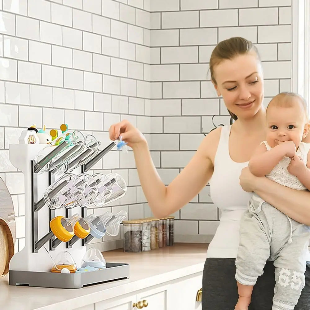 Vertical Baby Bottle Drying Rack Space Saving Multi Tiered Drying and Draining Stand Large Storage Holder Organizer Countertop