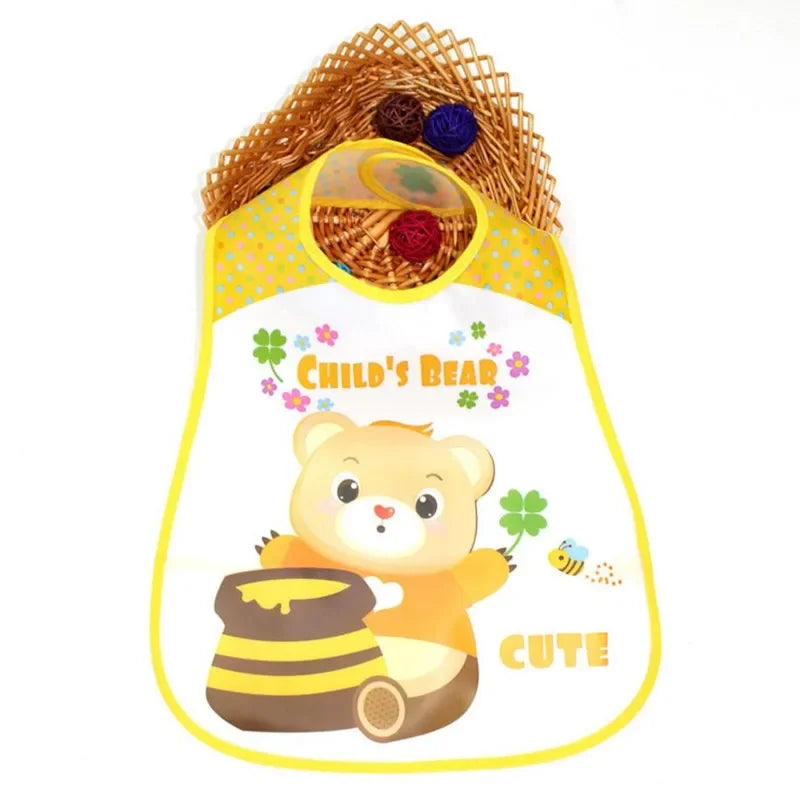 Adjustable Baby Bibs EVA Plastic Waterproof Lunch Feeding Bibs Baby Cartoon Feeding Cloth Children Baby Apron Babador De Bebe