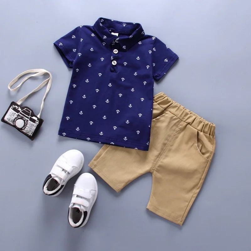 Summer new Clothing Sets boy Cotton casual children's wear Baby Boys T-shirt+ Shorts Pants 2 Pcs Clothes Sets