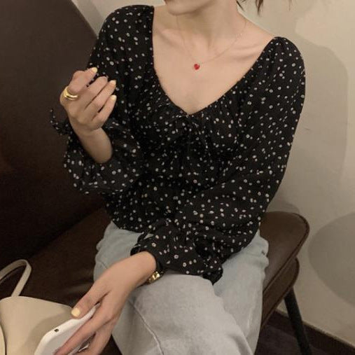 Off Shoulder Floral Chiffon Blouse
