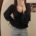 Off Shoulder Floral Chiffon Blouse