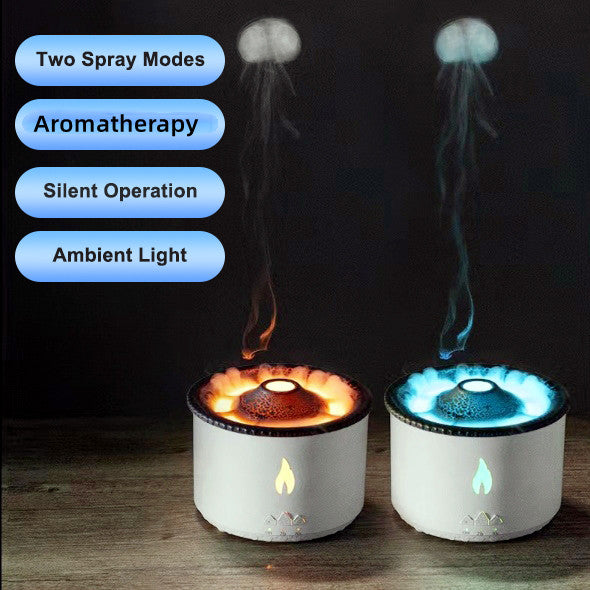 Ultrasonic Essential Oil Humidifier Volcano Aromatherapy Machine Jellyfish Air Flame Diffuser